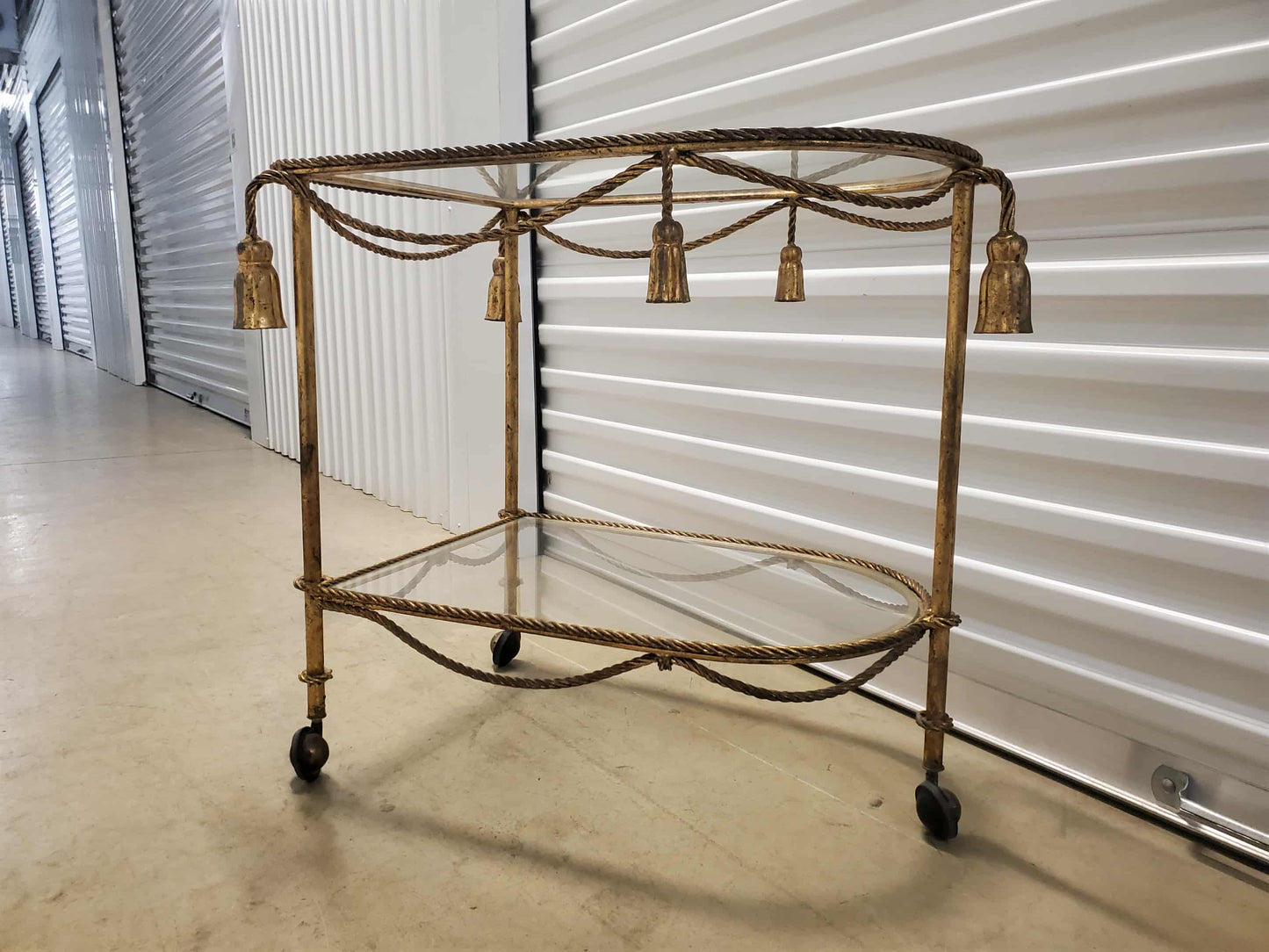 Hollywood Regency Italian Rope & Tassel Tea Cart