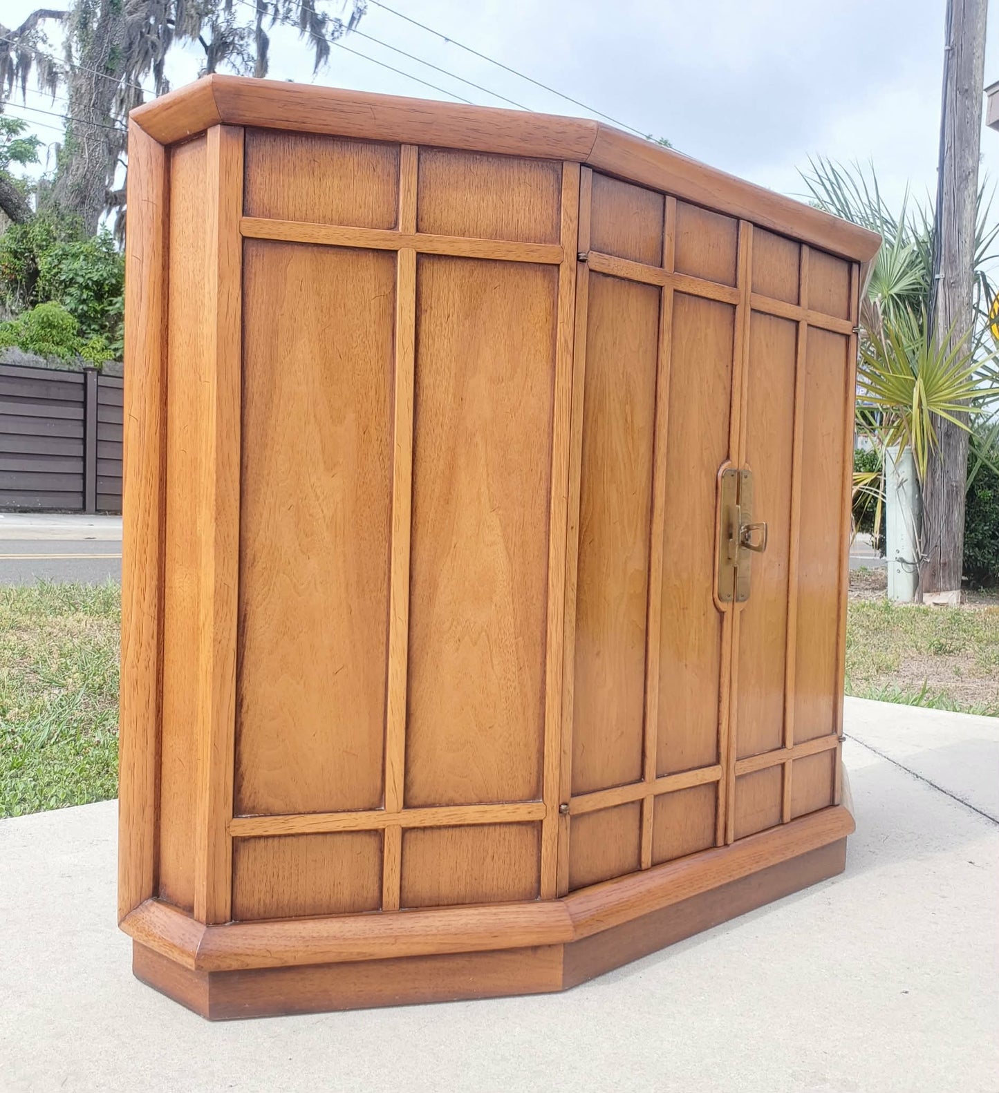 MCM Trifront Walnut Cabinet by John Van Koert for Drexel