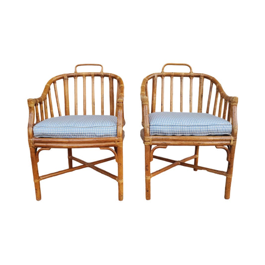 Pair of Rattan Mid-Century Chairs/ Maguire Style Chairs