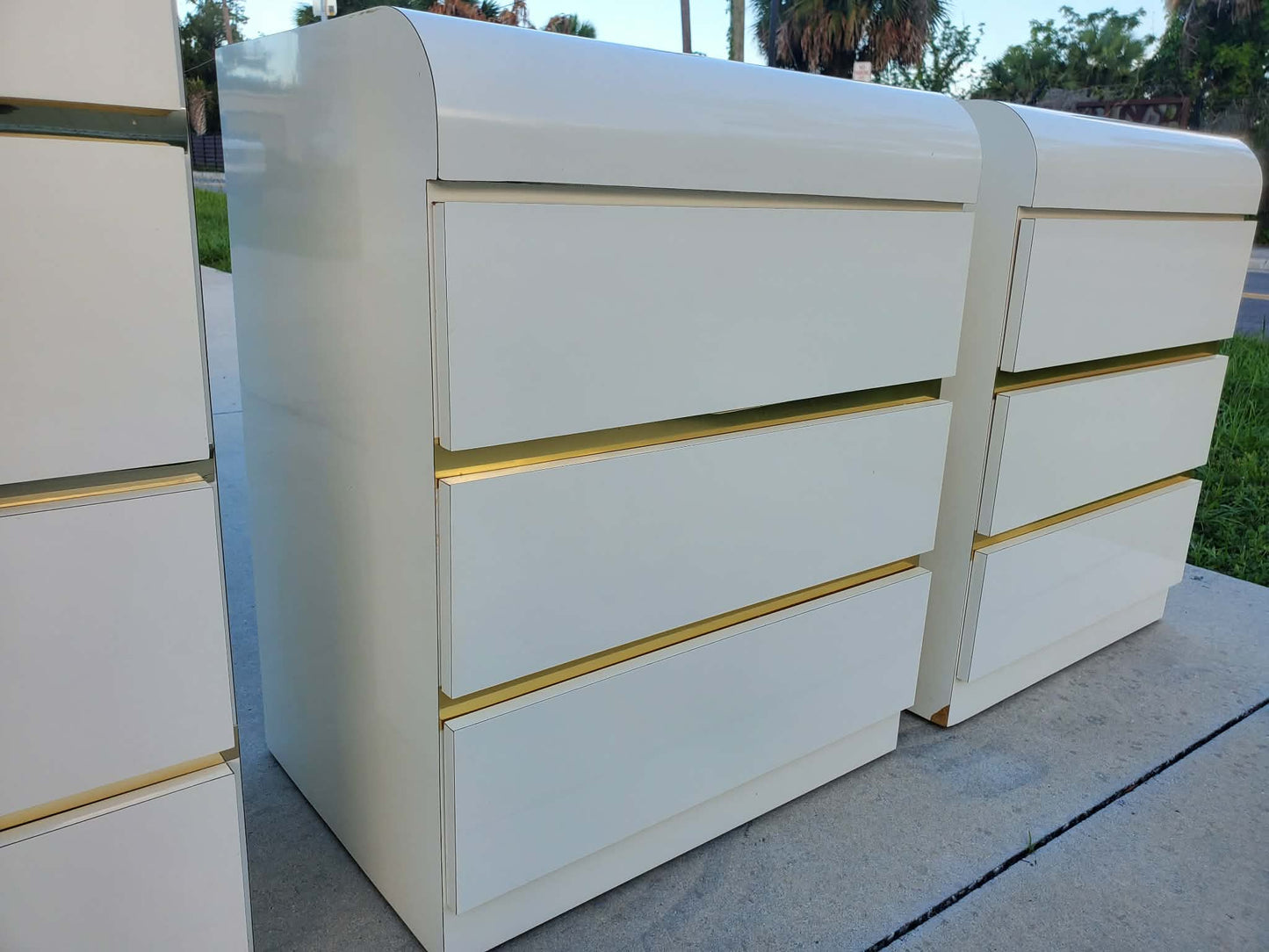 Post Modern Laminate Waterfall Nightstands