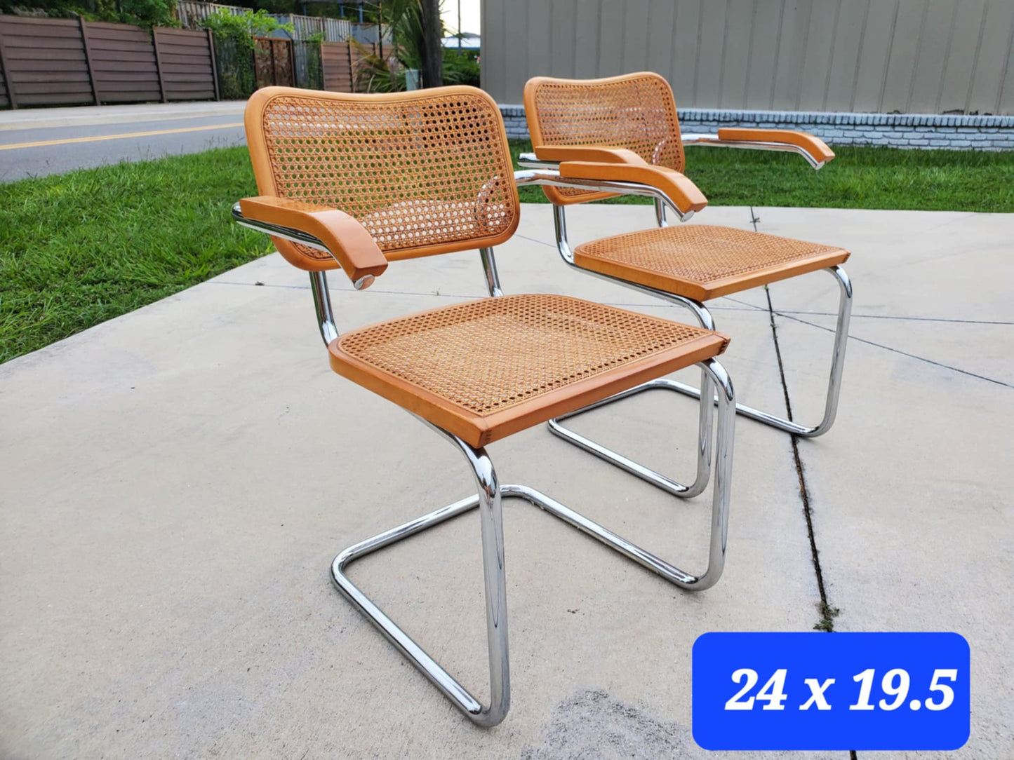 Italian MCM Marcel Breuer 'Cesca' Dining Chairs/ Italian Cantilevered Chrome And Cane Chairs/Set of 6