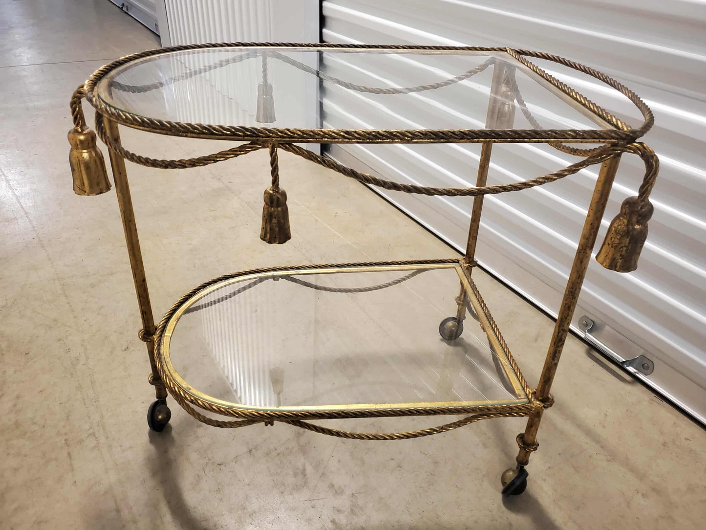 Hollywood Regency Italian Rope & Tassel Tea Cart