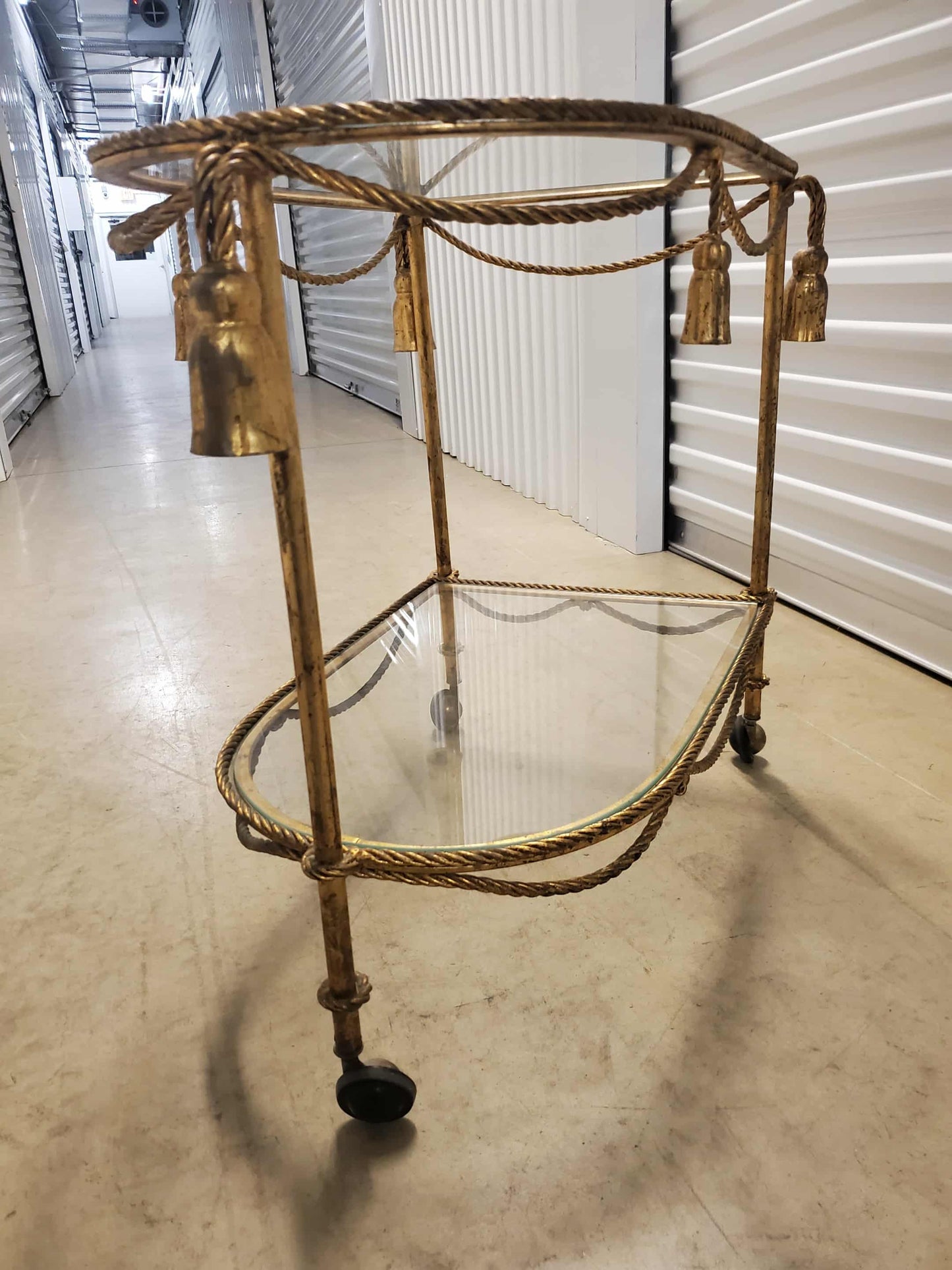 Hollywood Regency Italian Rope & Tassel Tea Cart