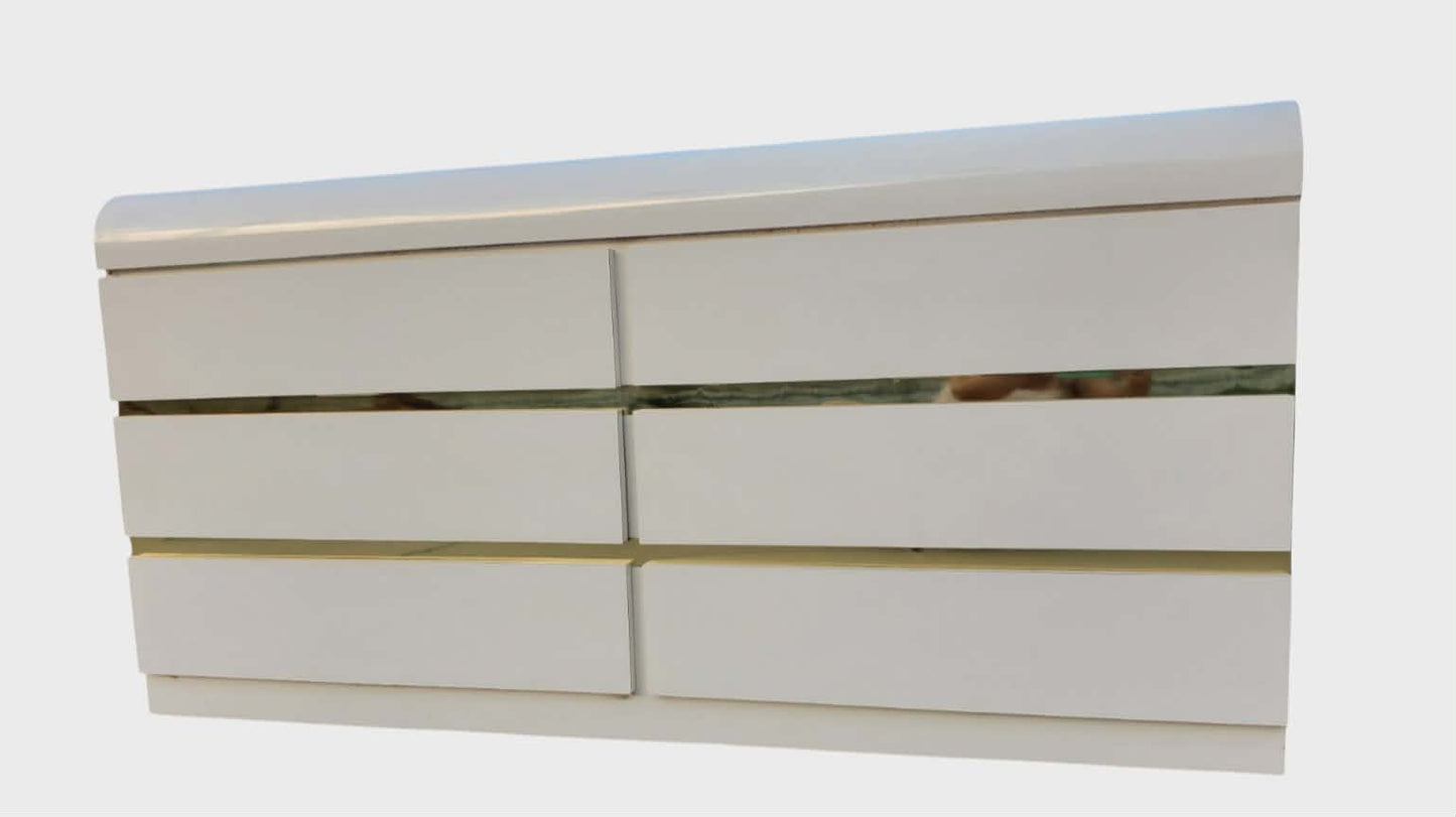 Post Modern Laminate Waterfall Dresser - Brass Inserts