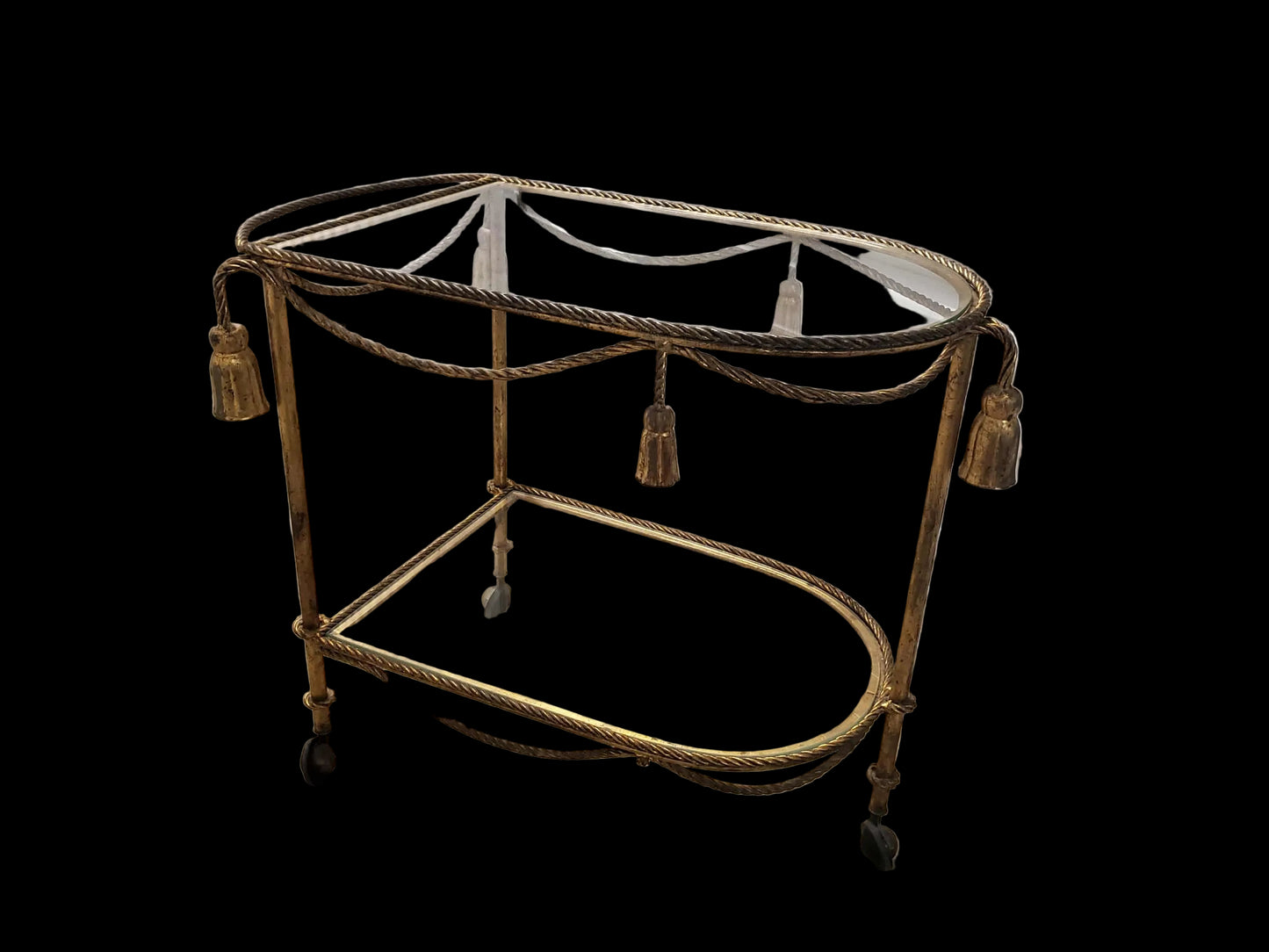 Hollywood Regency Italian Rope & Tassel Tea Cart