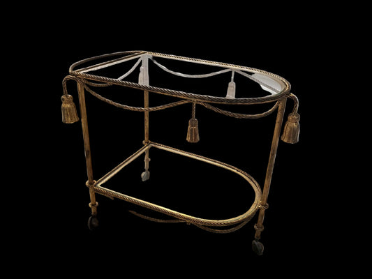 Hollywood Regency Italian Rope & Tassel Tea Cart
