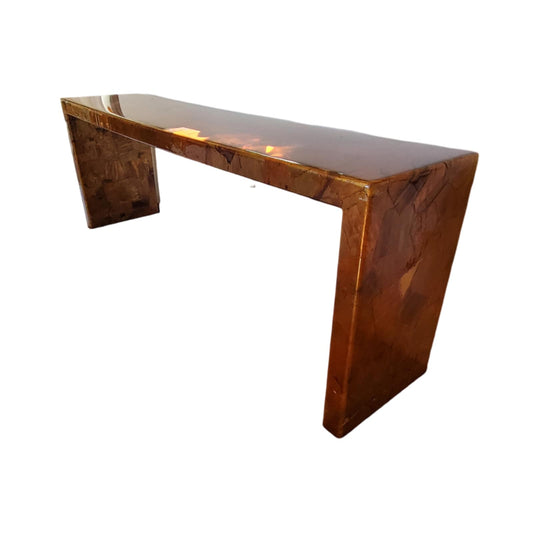 Sofa Console Table/MCM Brass and Copper Brutalist Style Console Table