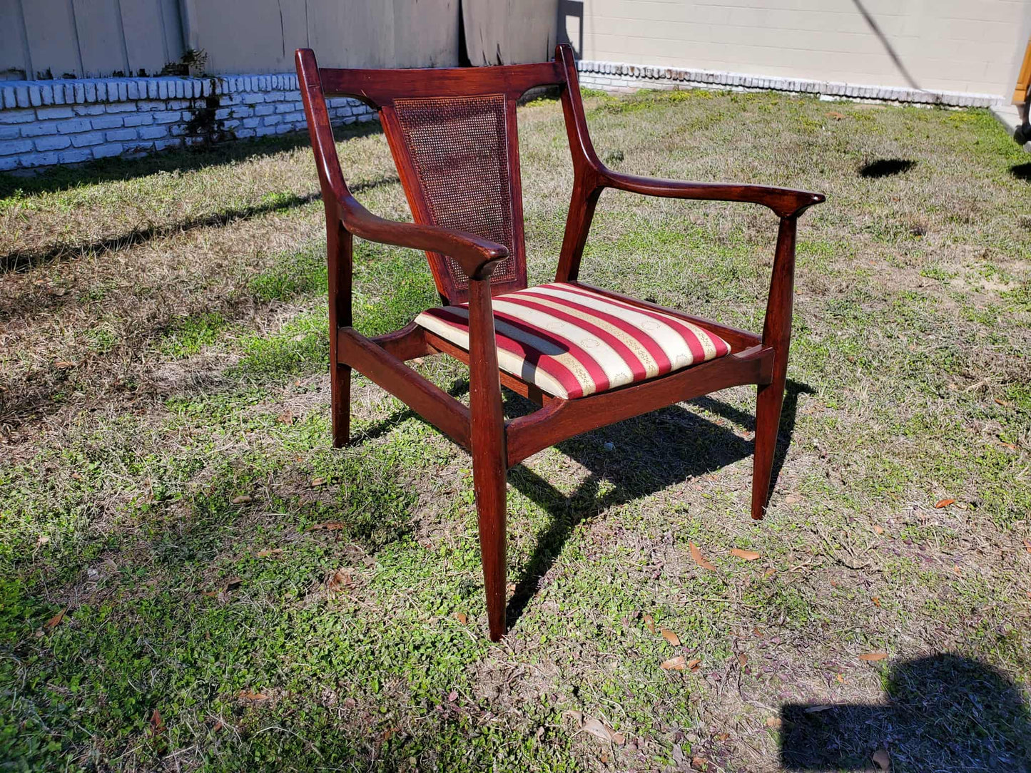 Jack Cartwright Style Lounge Chair / Cane Accented Mid-Century Modern Lounge Chair