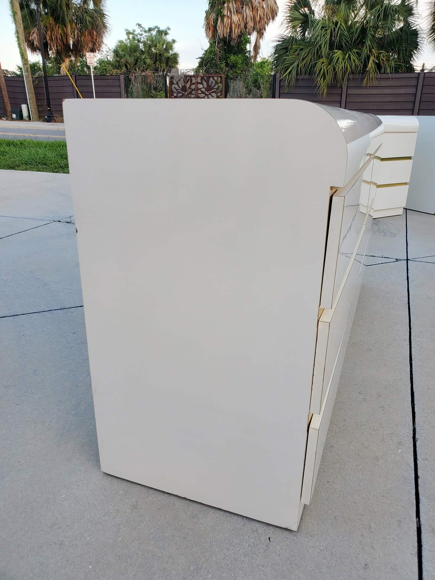 Post Modern Laminate Waterfall Dresser - Brass Inserts