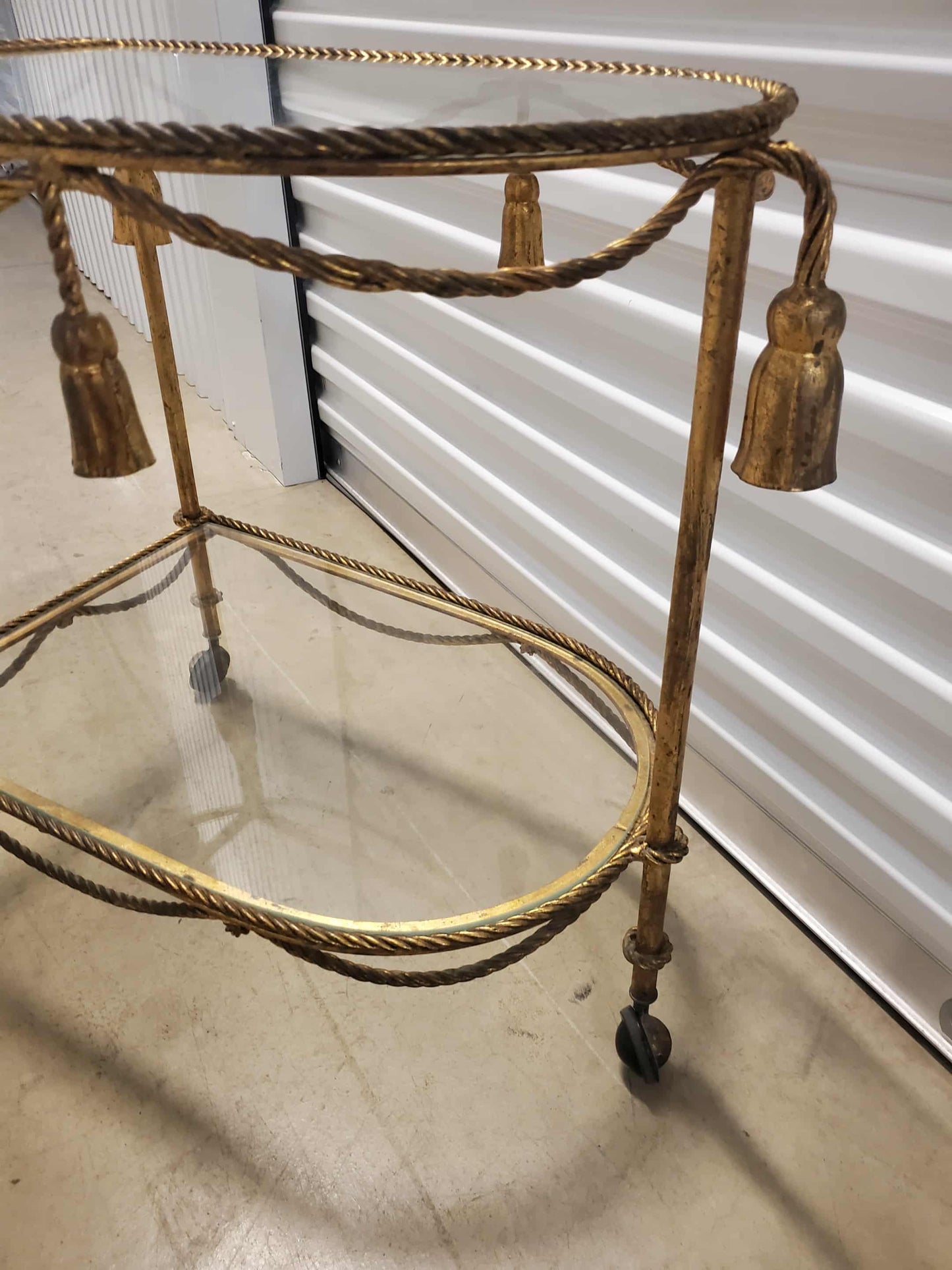 Hollywood Regency Italian Rope & Tassel Tea Cart