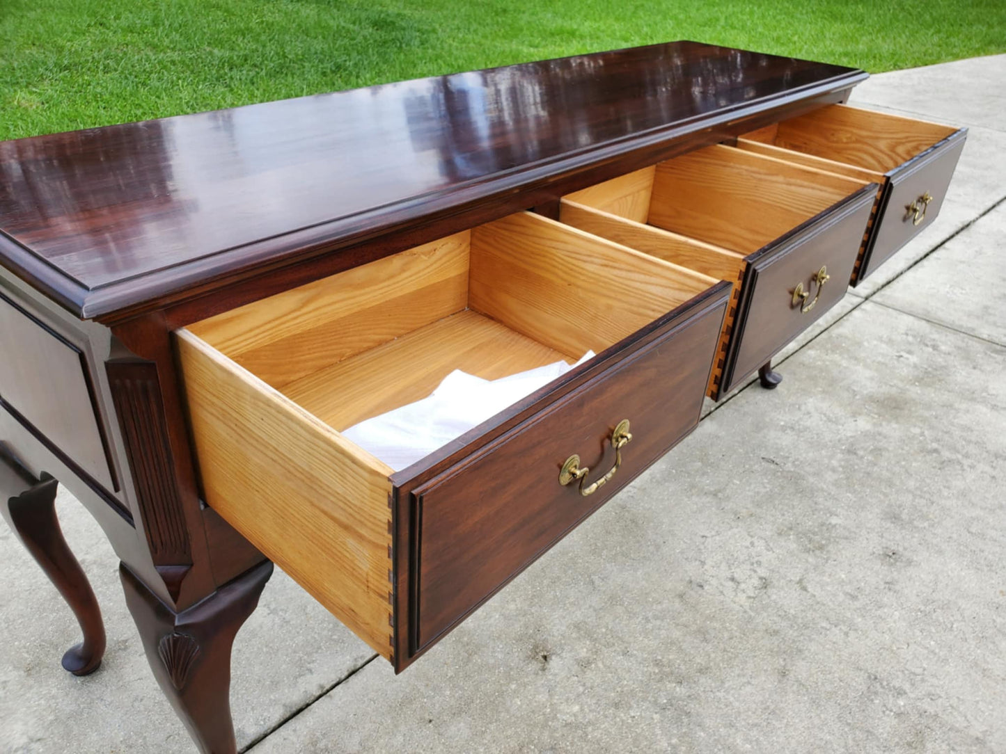 Davis Cabinet Company Cherry Queen Anne Style Buffet Sideboard Vintage