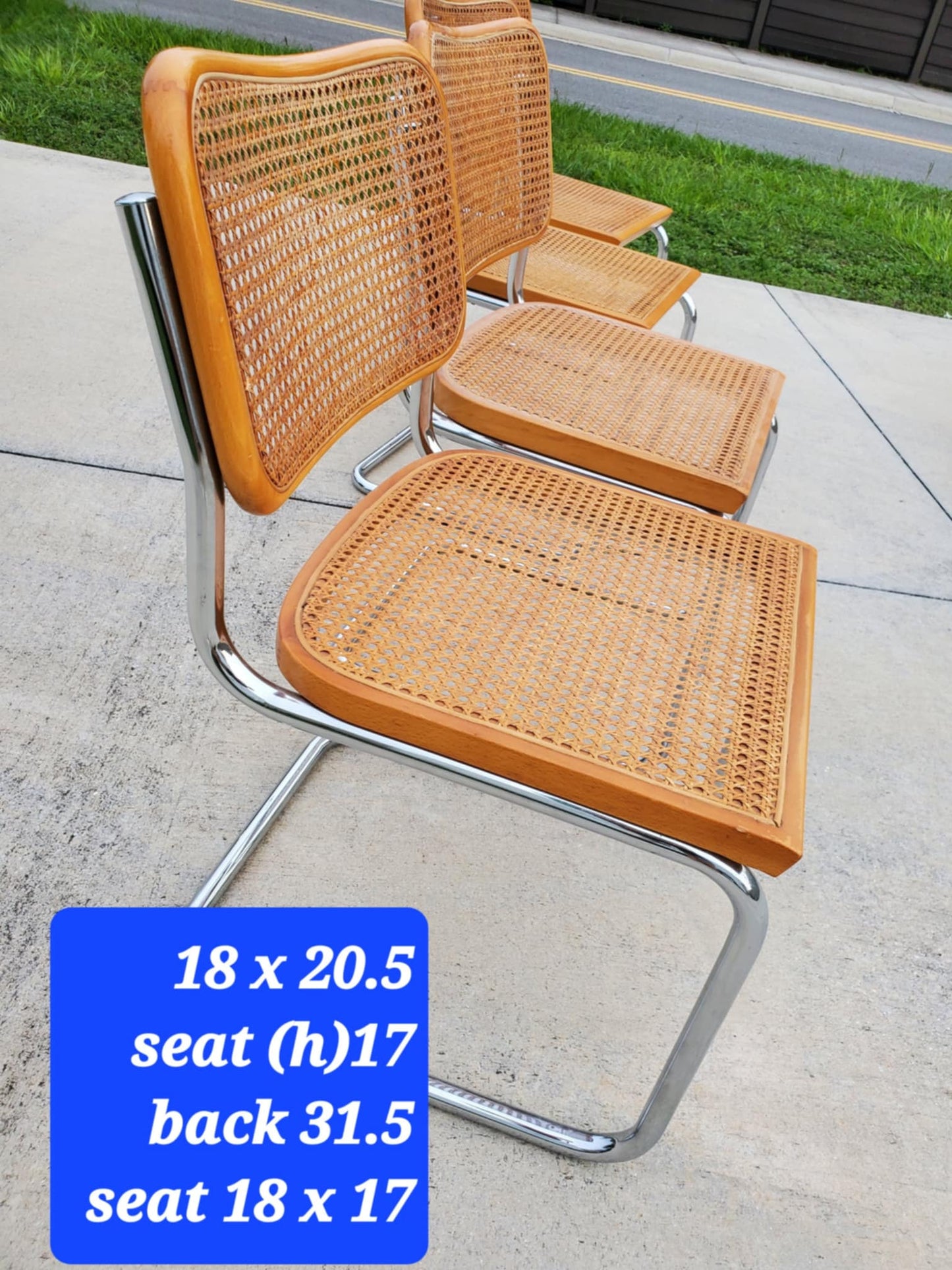 Italian MCM Marcel Breuer 'Cesca' Dining Chairs/ Italian Cantilevered Chrome And Cane Chairs/Set of 6
