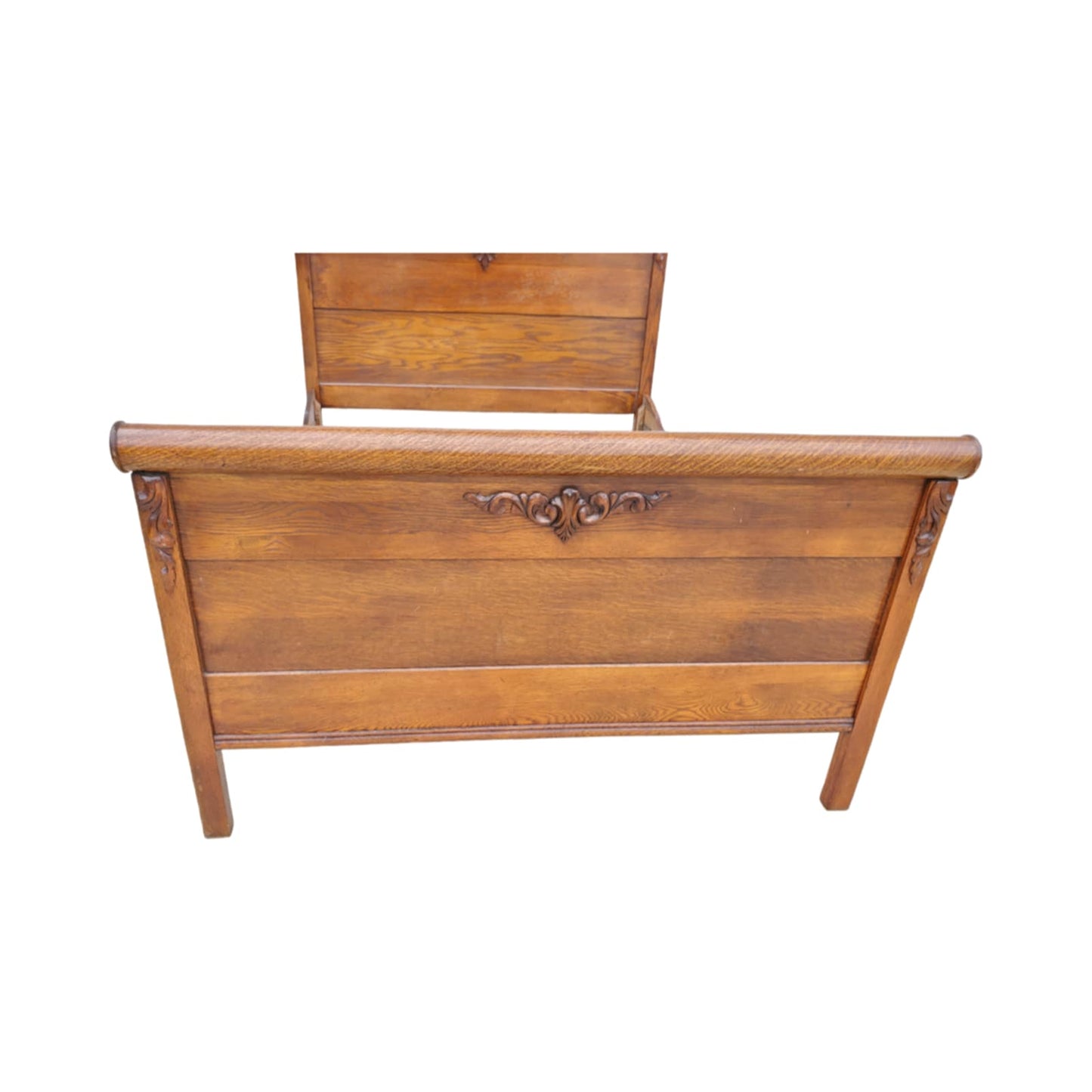 Antique Victorian Carved Oak Bed