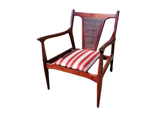 Jack Cartwright Style Lounge Chair / Cane Accented Mid-Century Modern Lounge Chair